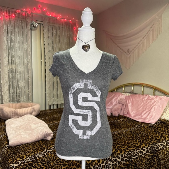 Aeropostale V-Neck T-Shirt with White Logo - Picture 1 of 7